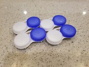 New Lot of 4 blue white Contact Lens Cases Bausch - Lomb