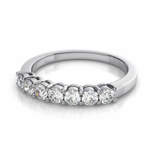 1.05 ct Round Cut Lab Created Diamond Stone 14K White Gold Stackable Band