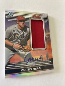 New ListingCurtis Mead 2022 Bowman Chrome AFL Refractor Auto GU Jersey Relic Tampa Bay Rays