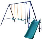 Heavy Duty A-Frame Metal Swing Set with Glider and 2 Swing Seats - US