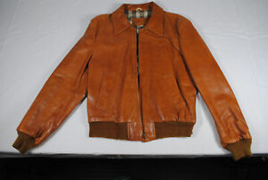 Vintage Leather Coat Mens 44 Long