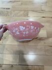 PYREX 4 Quart Pink/White Vintage Gooseberry Cinderella #444 Mixing Bowl
