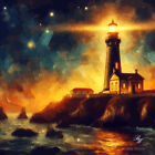 Vintage Lighthouse in the evening