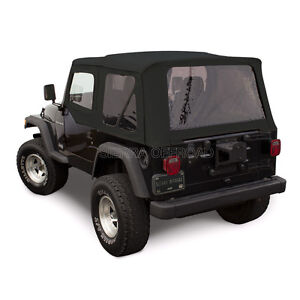 Jeep Wrangler TJ Soft Top, 97-02, Upper Doors, Tinted Windows, Black Denim (For: Jeep Wrangler)