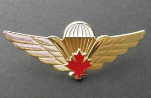 CANADIAN AIR FORCE CANADA JUMP WINGS RED MAPLE LEAF LAPEL PIN BADGE 2.5 INCHES