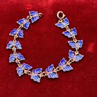 VOLMER BAHNER Denmark Sterling Cobalt Blue Guilloche Enamel Butterfly Bracelet