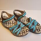 Skechers Shape Ups Womens Gray And Teal Ankle Strap Toning Sandals Size 9.5