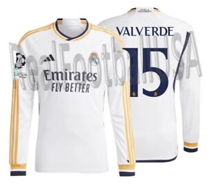 ADIDAS F. VALVERDE REAL MADRID CHAMPIONS LEAGUE LONG SLEEVE HOME JERSEY 2023/24