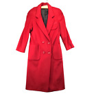 Michelle Stuart Double Breasted Wool Trench Coat Womens M Red Shoulder Pads