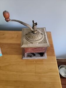 Antique Vintage Wooden Coffee Mill Grinder Crank Primitive Country Kitchen Decor