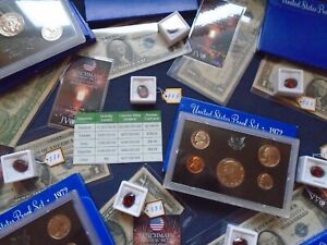 Estate lot Sale ~ Silver~GOLD, CURRENCY, PROOF COINS, RUBY- 8 PC. LOTS-INVEST