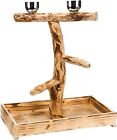 Large Parrot Bird Play Wood Perch Play Ground Rolling Stand Steel Bowls