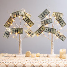 Money Tree Gift Holder，Set of 2 Birch Tree with 12 Clear Clips, Battery/Usb Powe