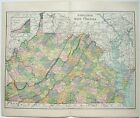 Virginia & West Virginia - Original 1891 Map by Hunt & Eaton. Antique