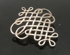 MFA 925 Sterling Silver - Vintage Shiny Woven Knot Pattern Brooch Pin - BP9008