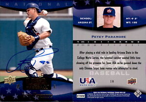 Petey Paramore Signed 2008 Upper Deck USA Baseball Box Set #18 Card