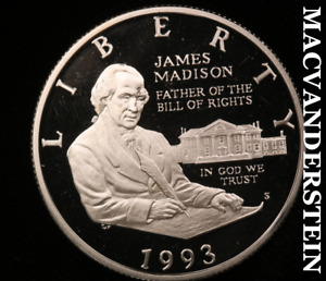 1993-S James Madison Commemorative Silver Half Dollar - Gem Proof Lustrous #V747