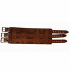 Biker Brown Leather Plain Wide Watch Band Buckle Close - 70's Style - USA MADE