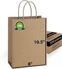 [300 Bags} Brown Kraft Paper Shopping With Handles.-[8x4.5x10.5]