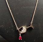 Charm Pendant Lab Created 1.10 Ct Ruby & Moissanite 925 Silver Pendant 18