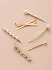 NEW Gold Pearl Hair Clip Bobby Pins Barrettes Set of 6