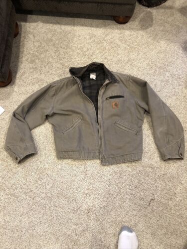 Vintage j97 des Carhartt Work Wear Detroit Light Brown Jacket Sz Large