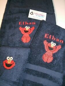 Laughing Red Furry Guy Personalized 3 Piece Bath Towel Set, Custom Towel Set