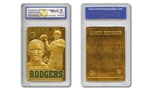 2008 AARON RODGERS SCULPTED NFL GREEN BAY PACKERS 23KT GOLD CARD - GEM-MINT 10