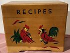 Vintage Fighting Rooster Wooden Recipes Box Japan 