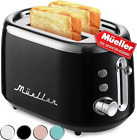 New ListingMueller Retro Toaster 2 Slice with 7 Browning Levels and 3 Functions: Reheat, De