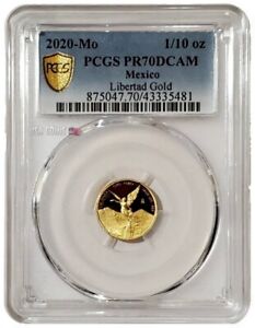 2020 1/10 Oz GOLD MEXICAN LIBERTAD PCGS PR70DCAM Gold Shield Label Coin.