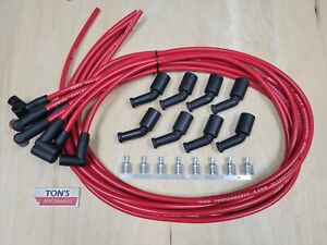 Red Universal 90* 8mm Spark Plug Wires GM LS LT Coil kit LSX LS1 LS2 LS3 LQ9