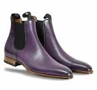 Stylish Men's Handmade Genuine Leather Shoes, Purple Chelsea Ankle Boots For Men
