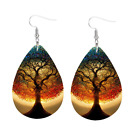 Gorgeous Tree Of Life Earrings - Lightweight Faux Leather Leaf Teardrop Earrings