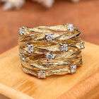 Gorgeous 18k Yellow Gold Plated Ring Cubic Zircon Wedding Band Jewelry Size 6-10