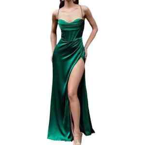 Gown Prom Crystallized Maxi Elegant Dress Cocktail  Satin Party Formal Evening