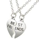 NEW BEST FRIEND Heart Silver Tone 2 Pendants Necklace BFF Friendship Puzzle