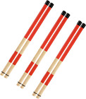 3 Pair 16 Inch Bamboo Hot Rods Drumsticks Constructed of 19 Bamboo Dowels Red