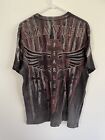 XZAVIER Fearless Angel Wings Cross Black All Over Print Y2K Goth Made USA Sz XL