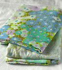 Vintage 70s Pequot 'Sun Garden' Double/Full Flat Fitted Sheets Floral Blue FLAWS