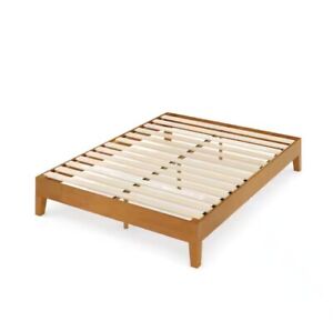 Brown Deluxe Wood Frame 12 in. Queen Platform Bed W/ Easy Assembly Max.700 lbs