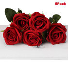New Listing10Pcs Red Silk Roses Artificial Flowers Realistic Bouquet Valentine Home Decor