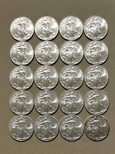 2011 American Eagle Silver Dollar Roll; QTY. 20; Brilliant Shiny; BU;  Lot 42
