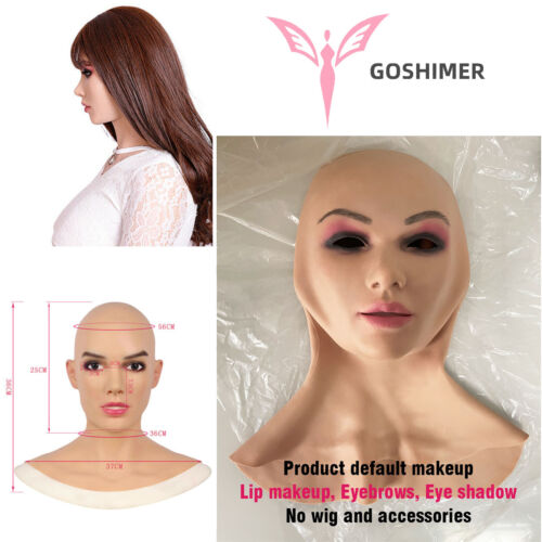 Crossdresser Realistic Silicone Female Head Mask Halloween Beauty Face