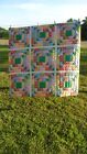 Hand Quilted Multicolor Floral Broken Courthouse Steps Lap Quilt