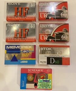 New ListingBlank Cassette Tapes Lot of 7 Sealed Maxell Sony TDX Memorex, Rare Sceam’r New