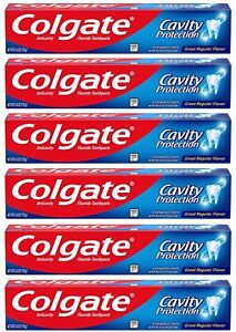 Colgate Cavity Protection Toothpaste with Fluoride,Regular Flavor 6 Ounce 6 Pack