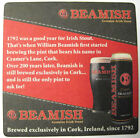 BEAMISH GENUINE IRISH STOUT Beer COASTER Mat, Cork, IRELAND since 1792