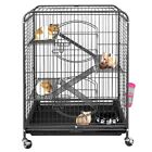 37'' 4 Level Indoor Ferret Rabbit Cage Small Animals Hutch Habitat w/ Feeder