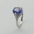Size 9 Oval TANZANITE Ring 16 Cubic Zirconia 925 STERLING SILVER Rhodium #22